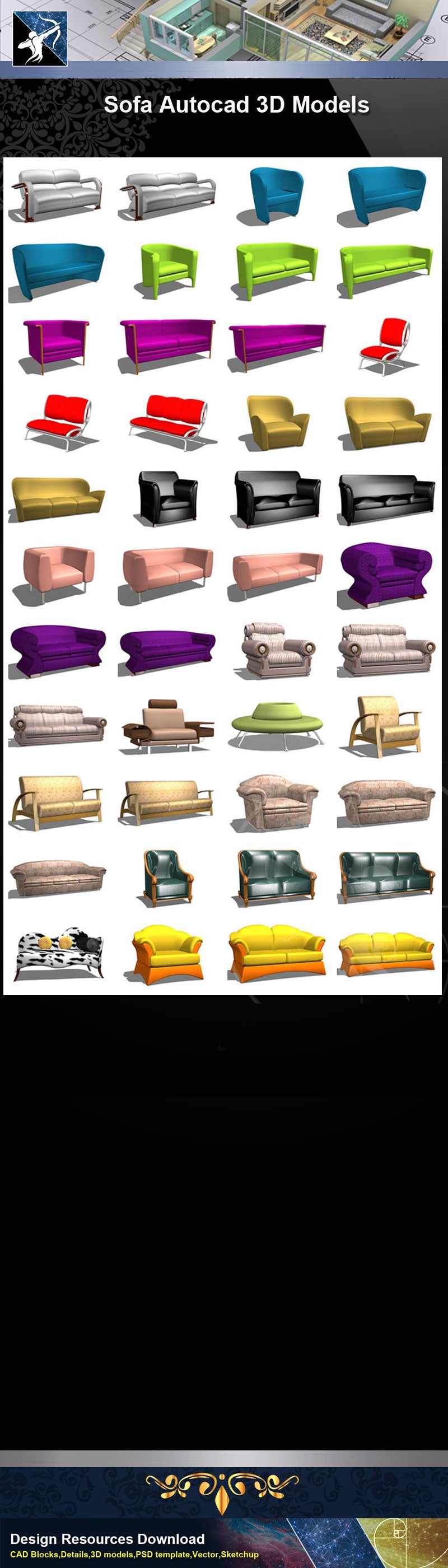 ★AutoCAD 3D Models-Sofa Autocad 3D Models