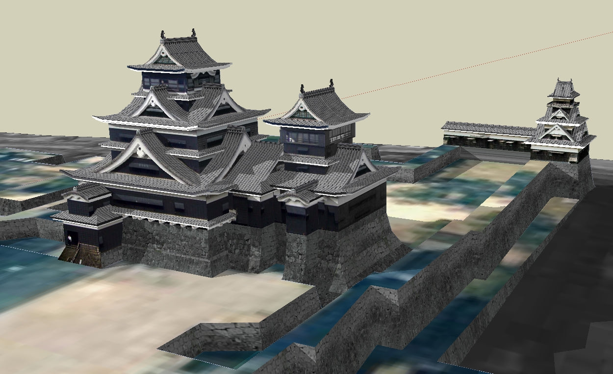 【Famous Architecture Project】Kuma Castle Sketchup 3D model-Architectural 3D SKP model