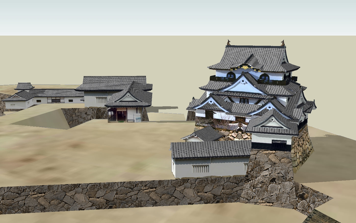 【Famous Architecture Project】Hikone Castle Sketchup 3D model-Architectural 3D SKP model