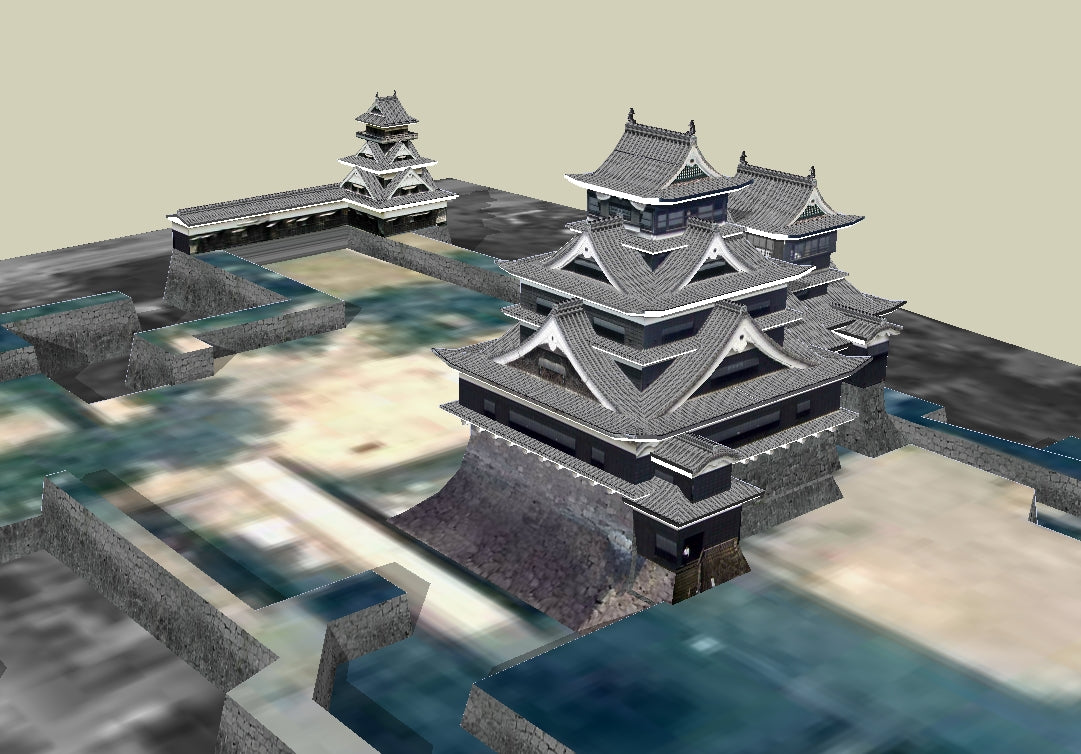 【Famous Architecture Project】Kuma Castle Sketchup 3D model-Architectural 3D SKP model