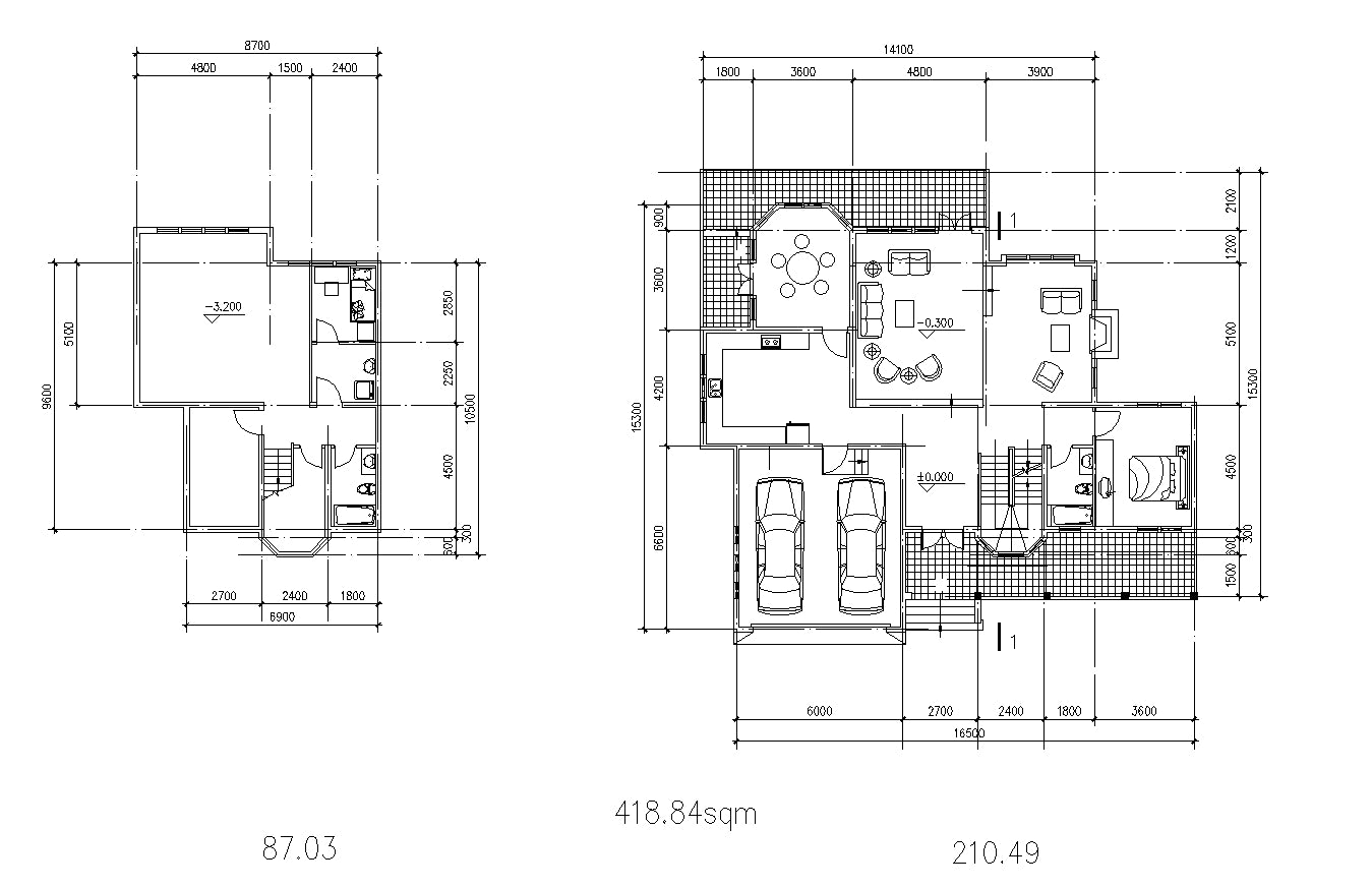 Modern Villa Cad Planelevation Drawings Download V32