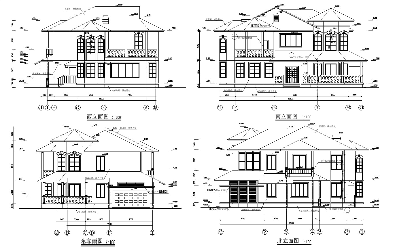 ★Modern Villa CAD Plan,Elevation Drawings Download V.22