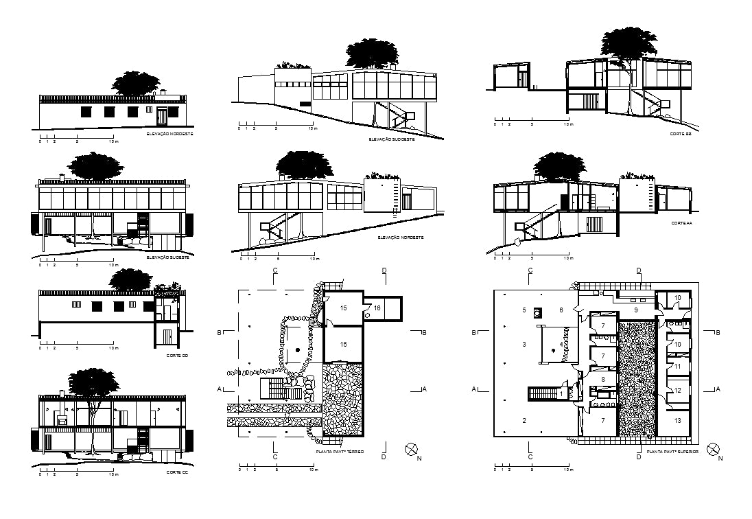 【Famous Architecture Project】Casa de Vidrio - Lina Bo Bardi-Architectural CAD Drawings