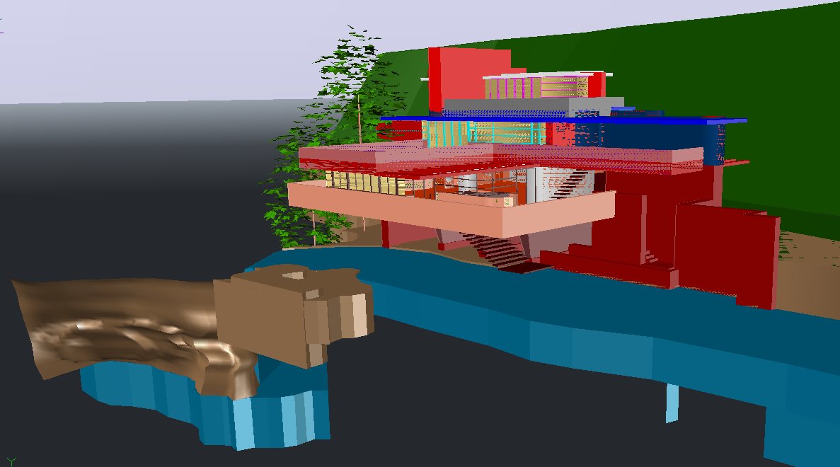 【Famous Architecture Project】Falling Water 3D CAD Drawings-Architectural 3D CAD model