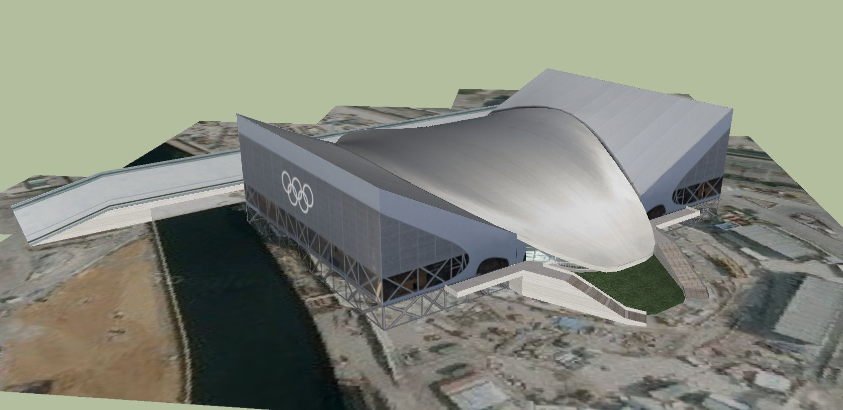 【Famous Architecture Project】London aquatics center Sketchup 3d model-Zaha hadid architecture-Architectural 3D CAD model