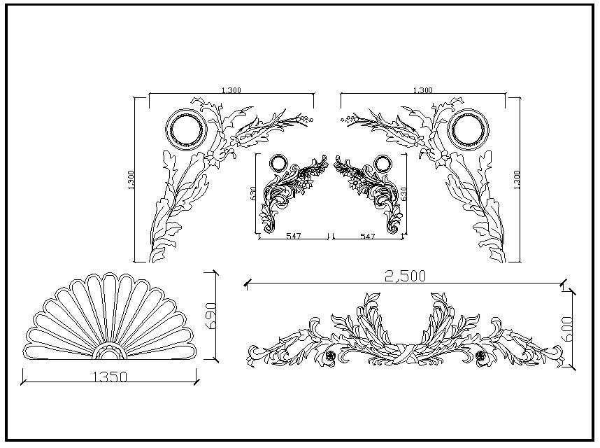 Autocad blocks of decorative elements, ornaments, works of art, statues, doors and gates, lamps, doors, windows, gates ceiling center, sculptures. The drawings are in dwg and dxf format. deco decoration iron works sculptures art decor design