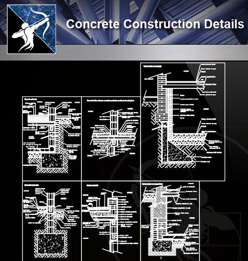 【concrete Details】details Of Constructive Sections Concrete Blocks Cad