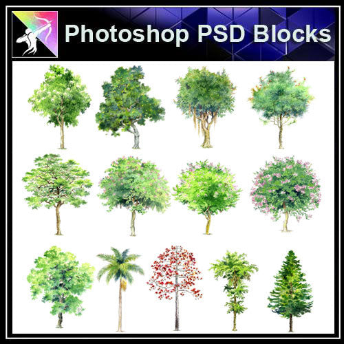 【Photoshop PSD Landscape Blocks】Hand-painted Tree Blocks