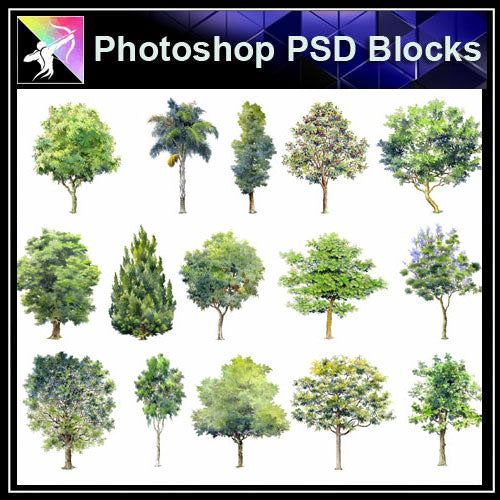 【Photoshop PSD Landscape Blocks】Hand-painted Tree Blocks 2