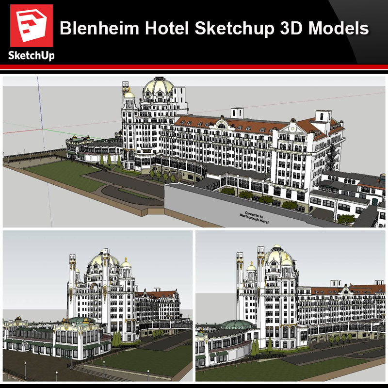 💎【Sketchup Architecture 3D Projects】Blenheim Hotel Sketchup 3D Models