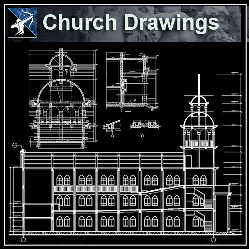 【Architecture CAD Projects】Church Architecture Design CAD Blocks,Plans,Layout V4