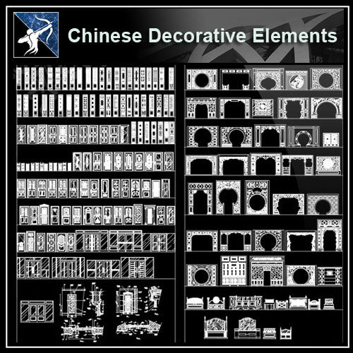 Over 500+ Chinese Decorative elements-Frame,Pattern,Border,Door,Windows,Roof,Lattice,Carved Wood