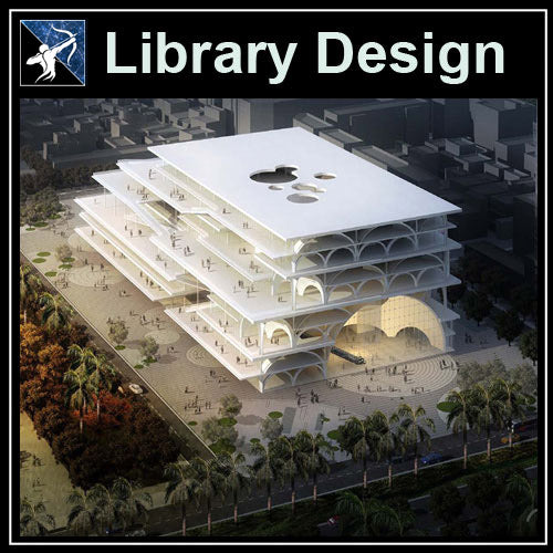 【Architecture CAD Projects】Library Design CAD Blocks,Plans,Layout V1