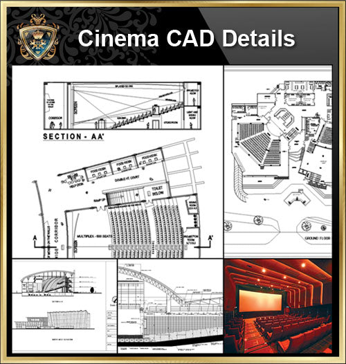 ★【Cinema CAD Drawings Collection】@Cinema Design,Autocad Blocks,Cinema Details,Cinema Section,Cinema elevation design drawings