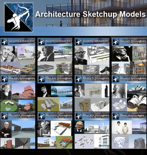 24 Types of Le Corbusier Architecture Sketchup 3D Models(Recommanded!!)