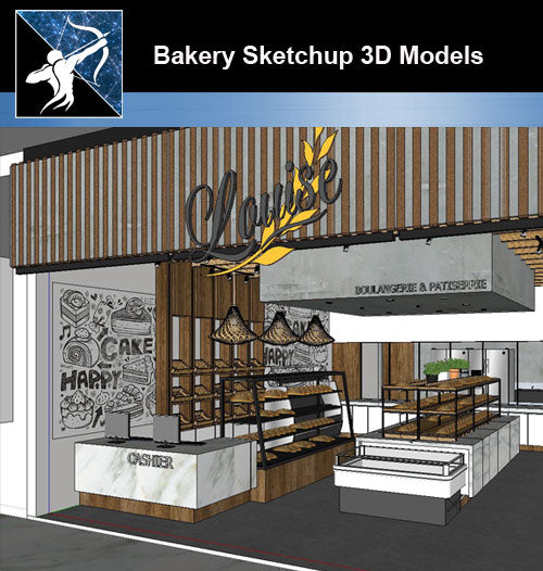 💎【Sketchup Architecture 3D Projects】Bakery Sketchup 3D Models