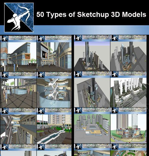 ★Best 50 Types of City Design,Commercial Building Sketchup 3D Models Collection