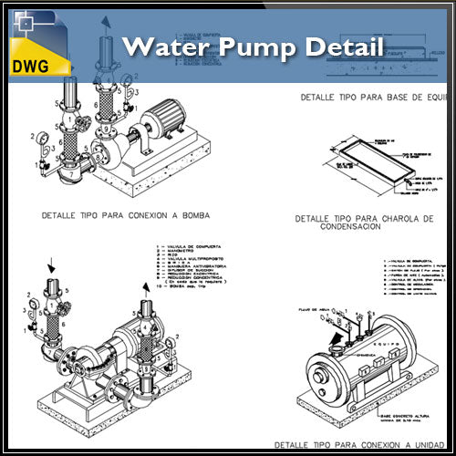 【CAD Details】Water Pump CAD Details - Architecture Autocad Blocks,CAD Details,CAD Drawings,3D Models,PSD,Vector,Sketchup Download