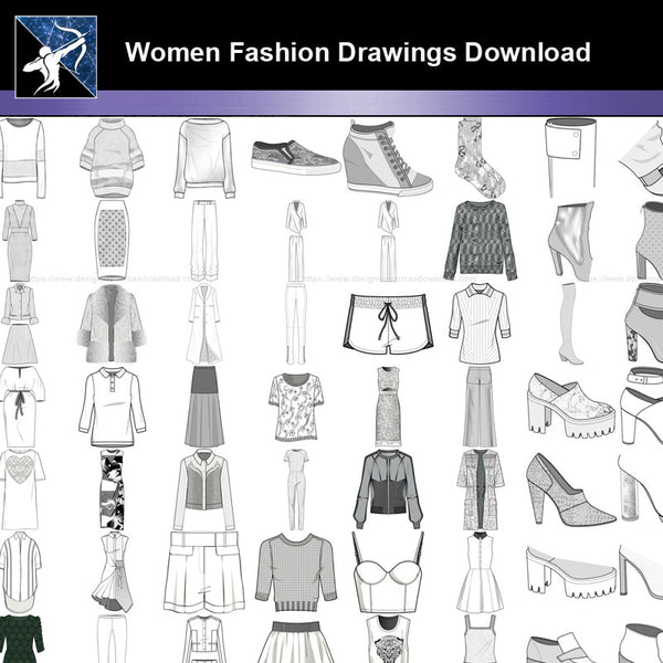 ☆Women Fashion Drawings Download  Dresses,Tops,Skirts,Shoes D
