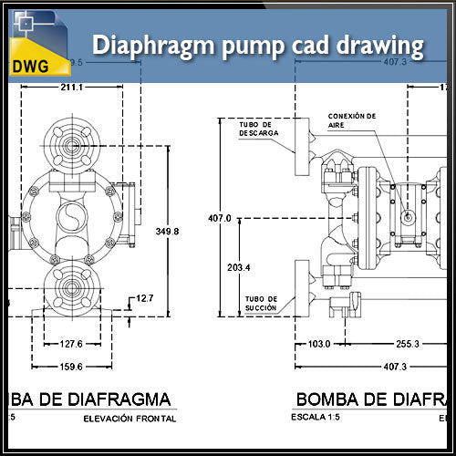 【CAD Details】Diaphragm pump CAD Drawing in 2d