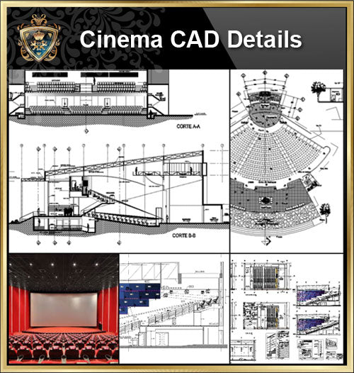 ★【Cinema CAD Drawings Collection V2】@Cinema Design,Autocad Blocks,Cinema Details,Cinema Section,Cinema elevation design drawings