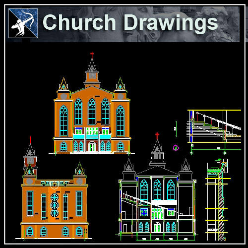 【Architecture CAD Projects】Church Architecture Design CAD Blocks,Plans,Layout V3