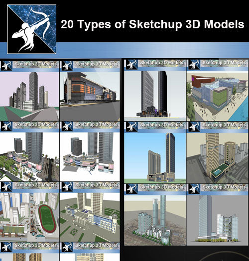 ★Best 20 Types of City,Residential Building Sketchup 3D Models Collection