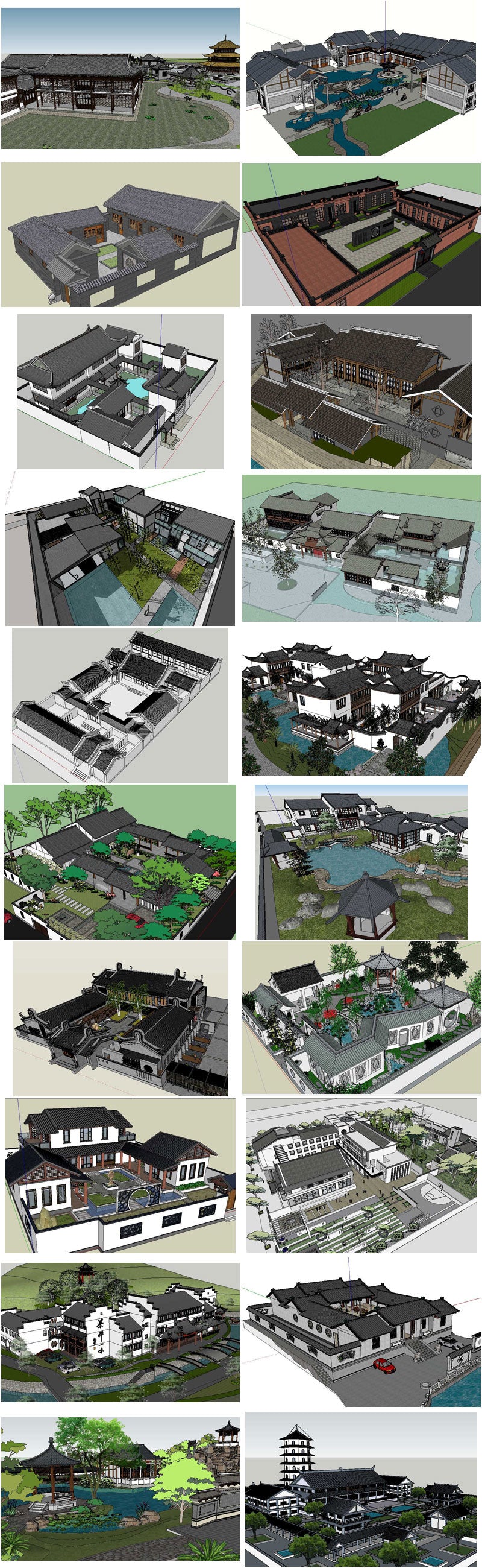 ★【20 Types Chinese Landscape Sketchup 3D Models】