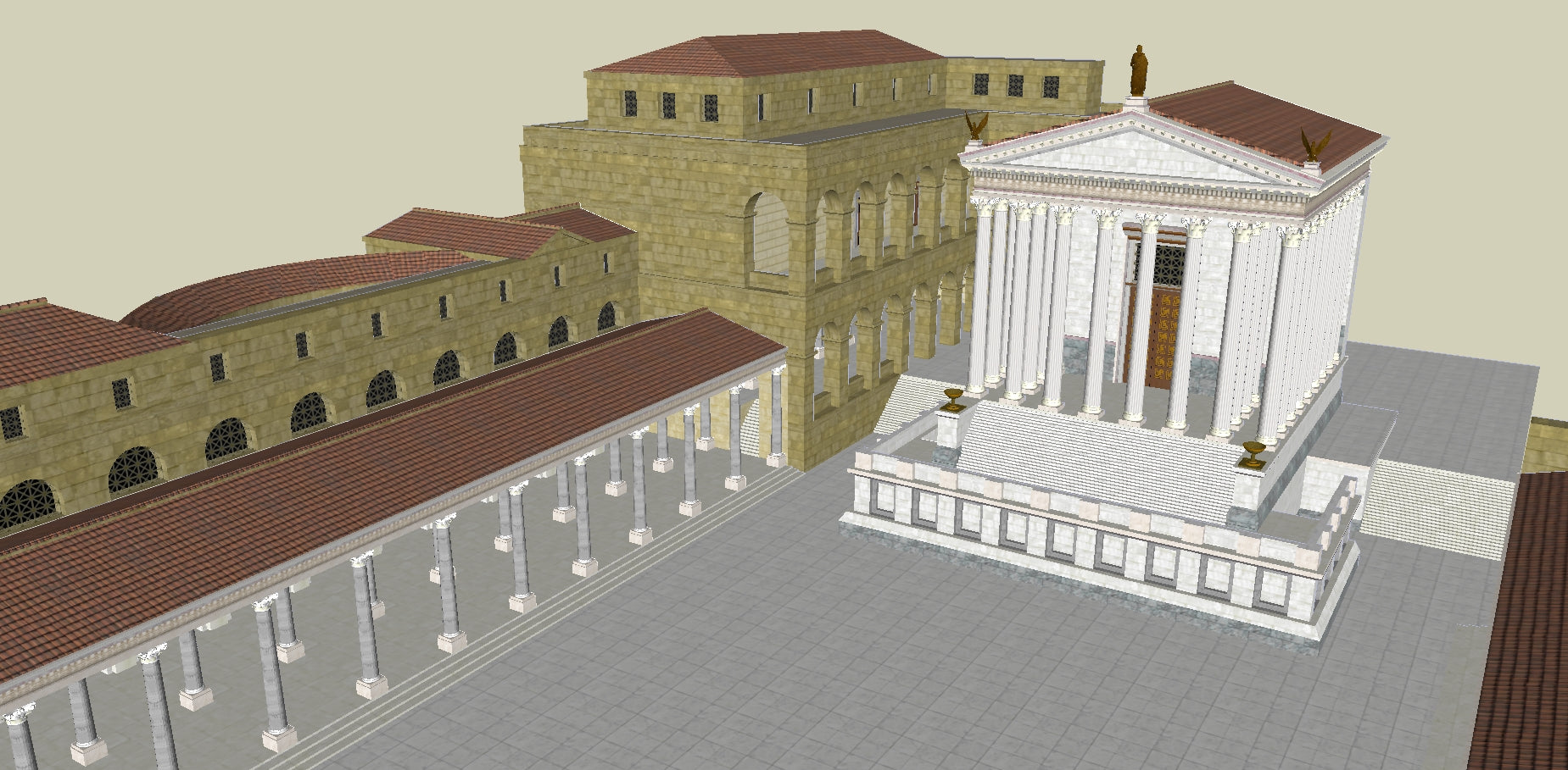 💎【Sketchup Architecture 3D Projects】Ancient roman architecture model- Sketchup 3D Models V1