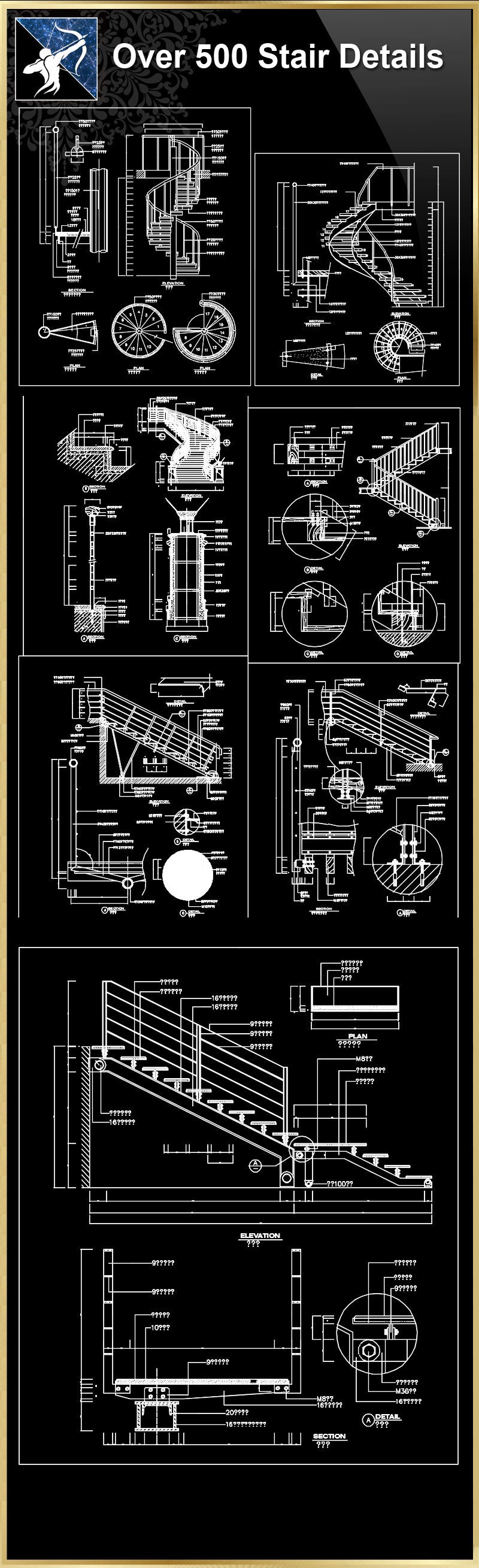★【Over 500 Stair Details CAD Drawings】
