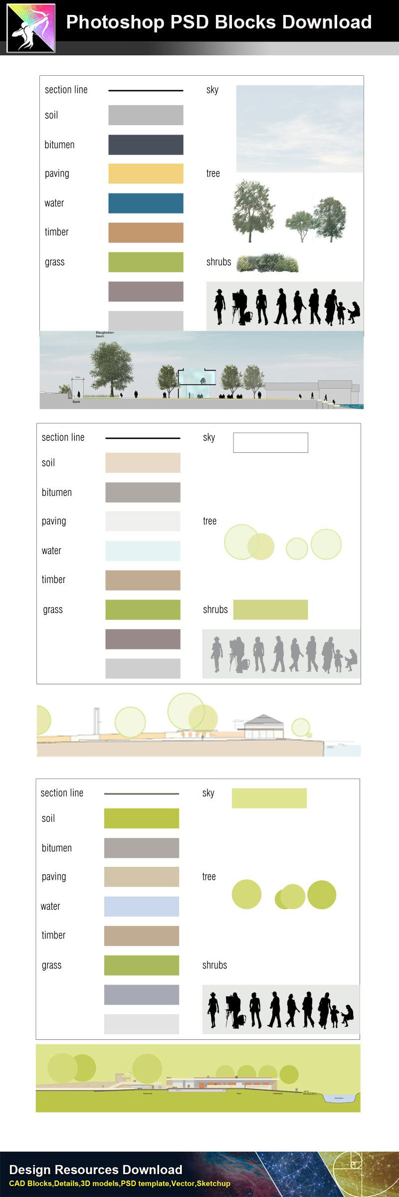 【Photoshop PSD Landscape Blocks】Landscape Plan,Elevation Blocks V.1(Recommanded!!)