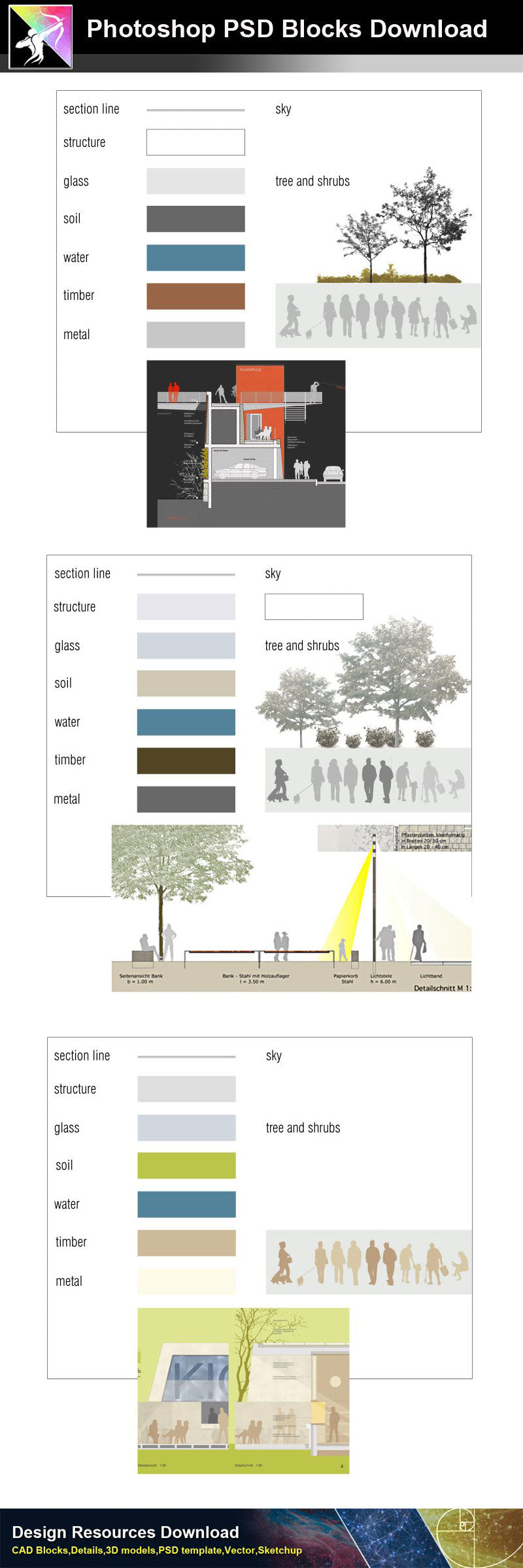 【Photoshop PSD Landscape Blocks】Landscape Plan,Elevation Blocks V.1(Recommanded!!)