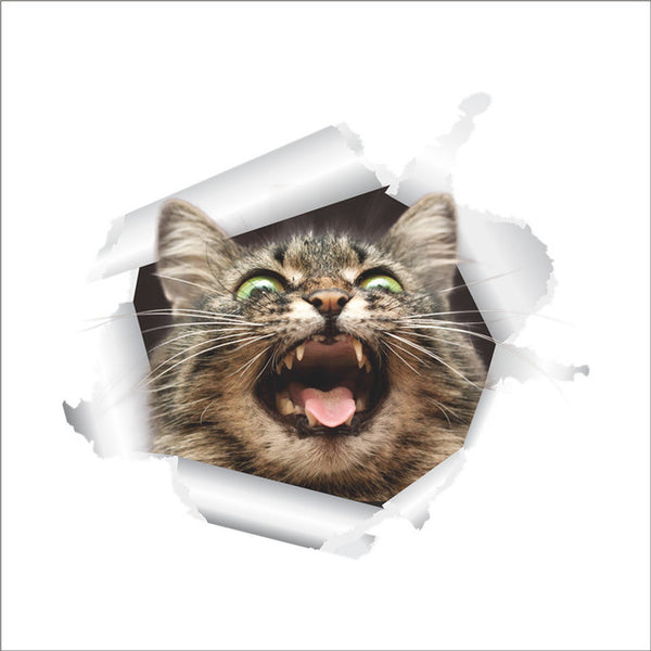 3D Effect Cats Toilet Switch Toilet Door Stickers Cartoon ...