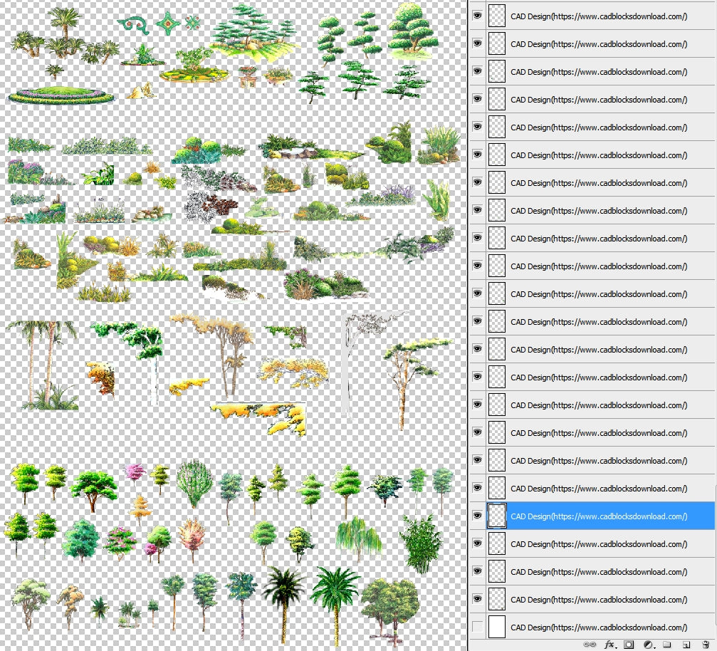 【Photoshop PSD Landscape Blocks】Hand-painted Tree Blocks 4