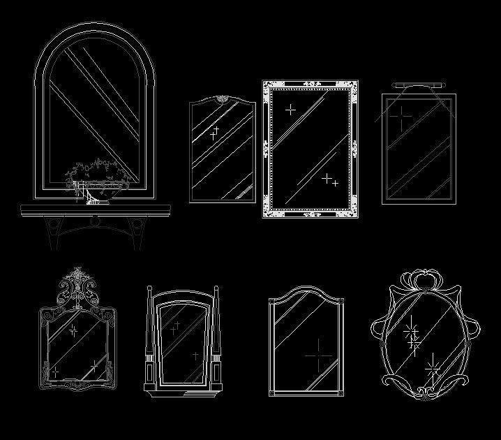 Mirrors and dressers DWG free CAD Blocks download