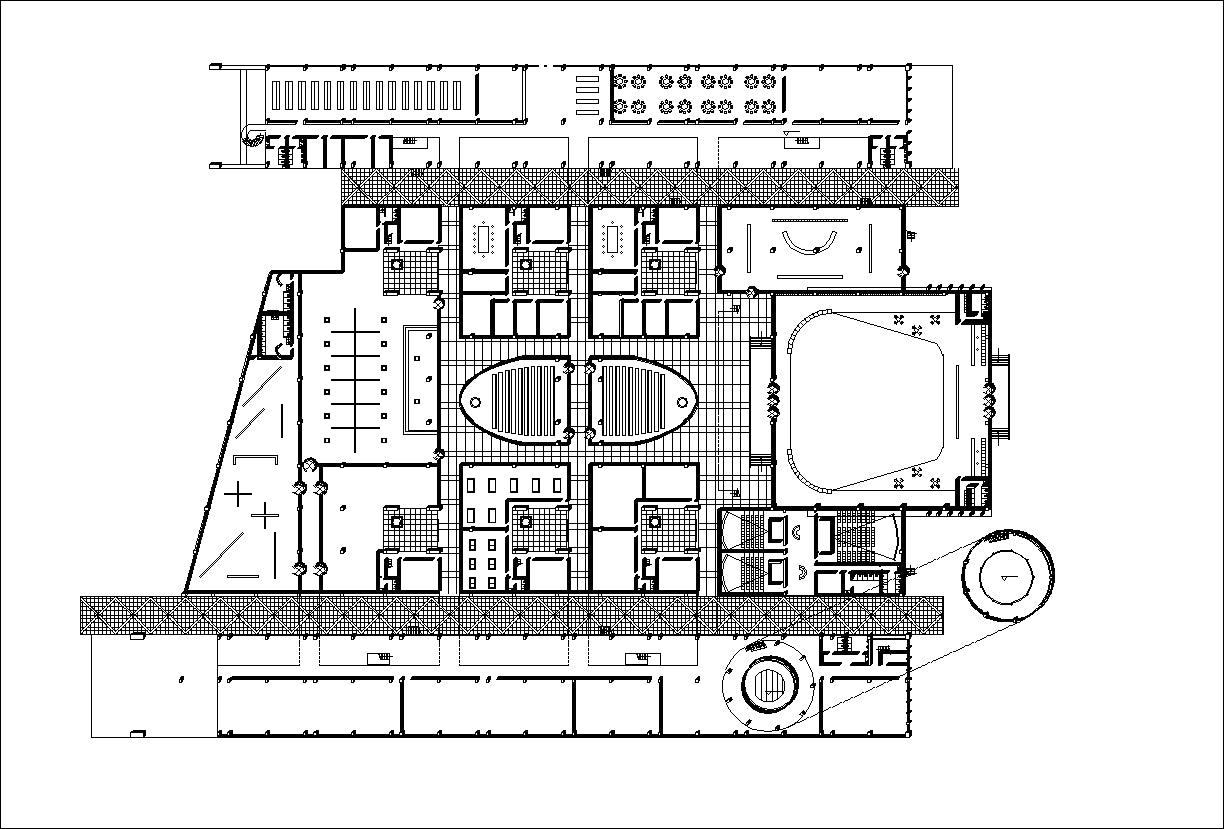 【Architecture CAD Projects】Cultural Center Design CAD Blocks,Plans,Layout V1