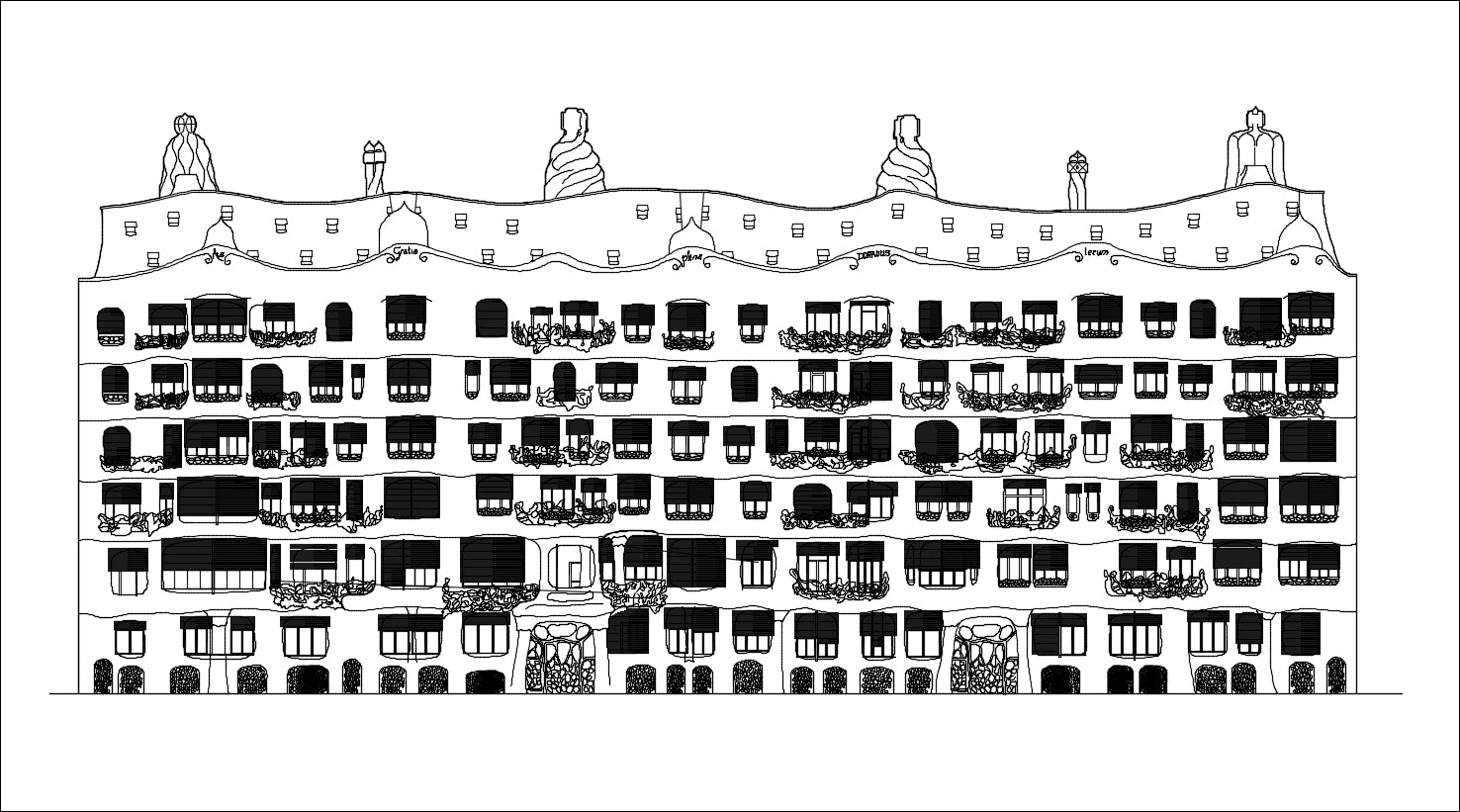 【Famous Architecture Project】Casa Mila-Antoni Gaudi-Architectural CAD Drawings