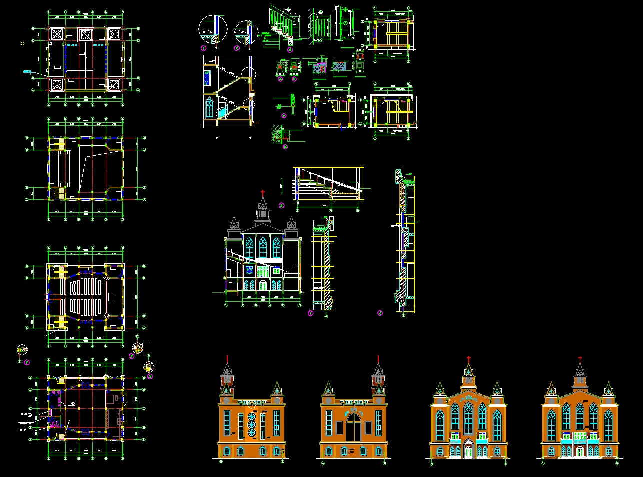 【Architecture CAD Projects】Church Architecture Design CAD Blocks,Plans,Layout V3