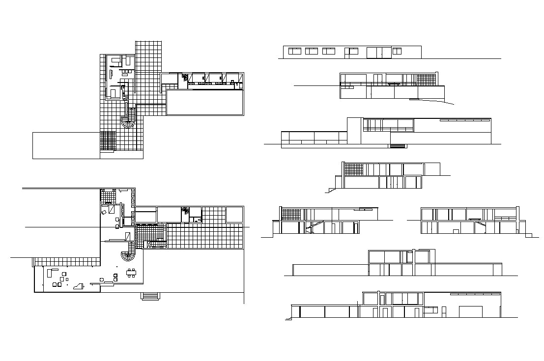 【Famous Architecture Project】Ludwig Mies van der Rohe - Farnsworth House-Architectural CAD Drawings