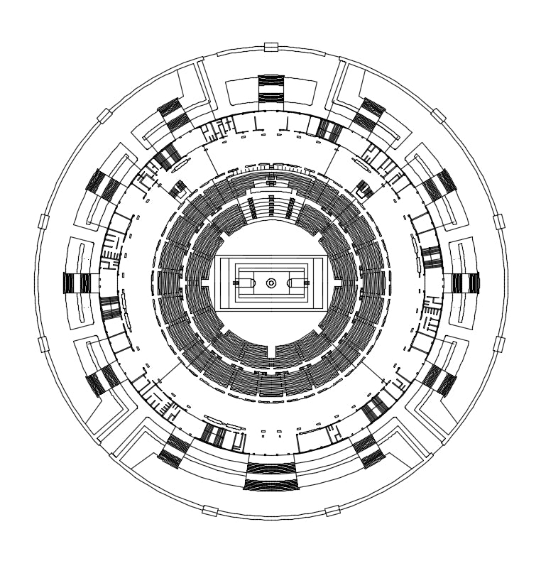 【Famous Architecture Project】PalaLottomatica-Pier Luigi Nervi-Architectural CAD Drawings