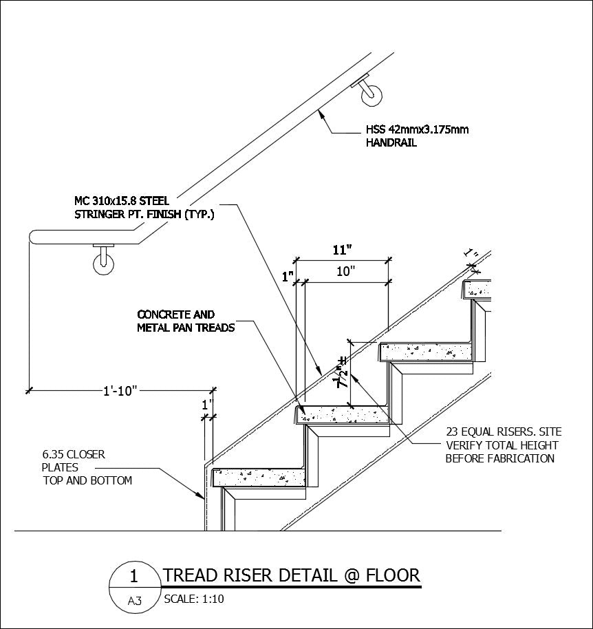 â˜…Free CAD Details-Tread Riser Detail @ Floor