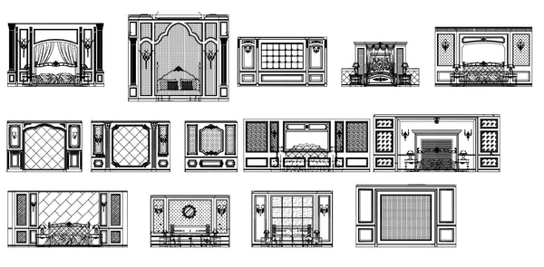 Over 52 Types Bedroom Back Wall Design Cad Drawings