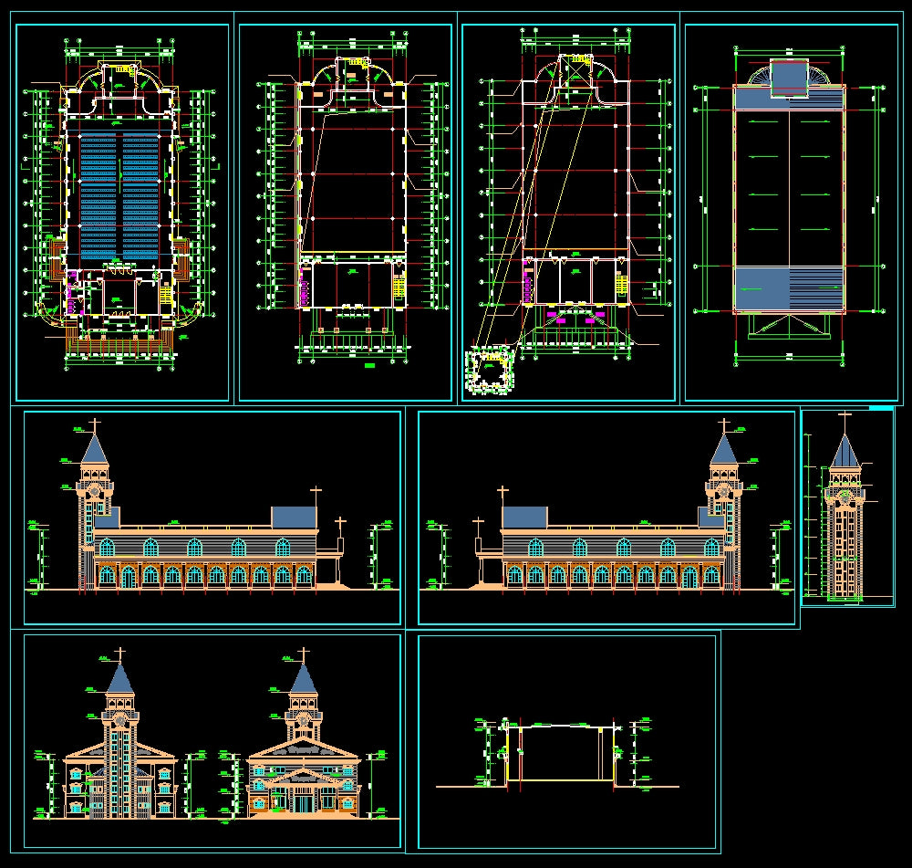 【Architecture CAD Projects】Church Architecture Design CAD Blocks,Plans,Layout V2