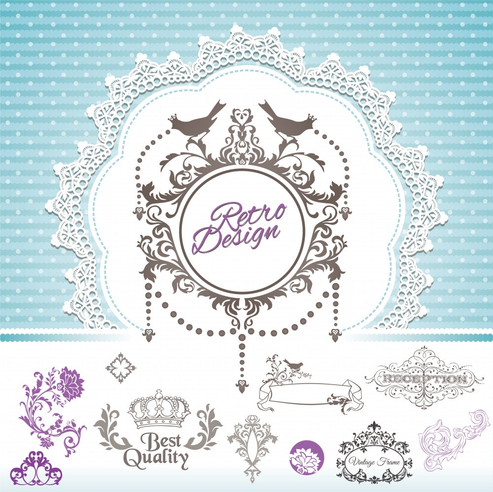 ★Vintage Design Collection V16,vintage,classical design,border,flower,corner,elegant design,vintage pattern,vector,eps,vintage decoration,tatoo