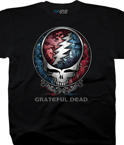 Grateful Dead ☠️🌹 Skull & Roses Women's T-Shirt 🌹☠️Classic Fit Cotton Tee