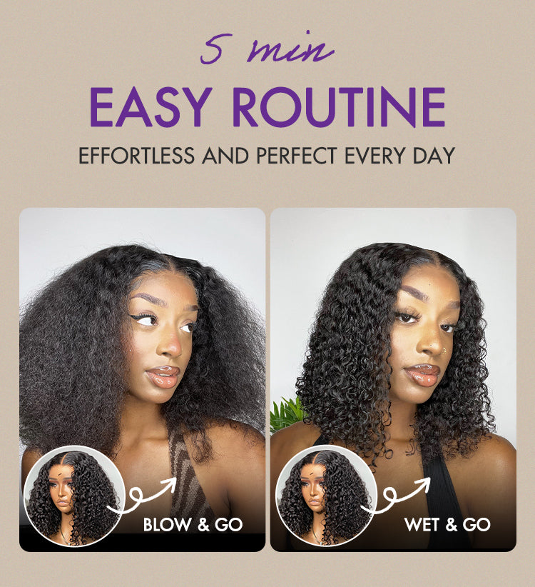 Honey Blonde Highlight Kinky Curly Glueless 5x5 Closure HD Lace Wig Breathable Cap