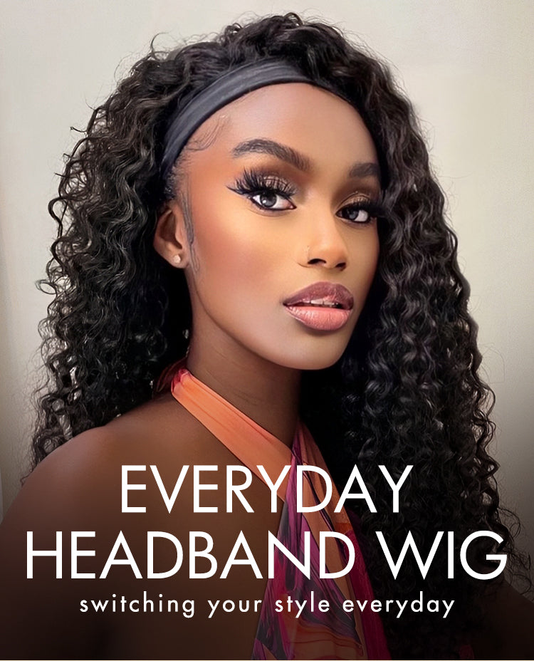 Summer Style Glueless Deep Wave Bob Headband Wig 100% Human Hair (Get Free Trendy Headbands)