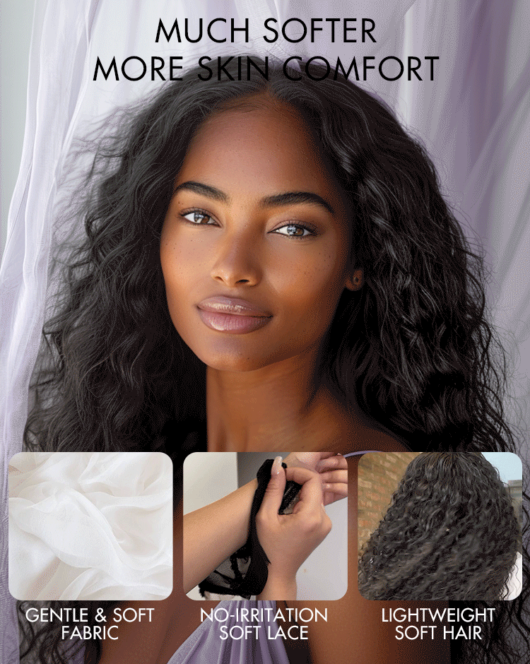AiryFit™ Scalp Care Wigs - Blonde Highlight Water Wave Snugfit Glueless 5x5 Closure Lace Long Curly Wig Pre-Cut Lace