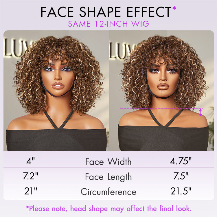 Crazy Wednesday | Beginner Friendly Water Wave Minimalist Lace Glueless Short Curly Wig with Bangs