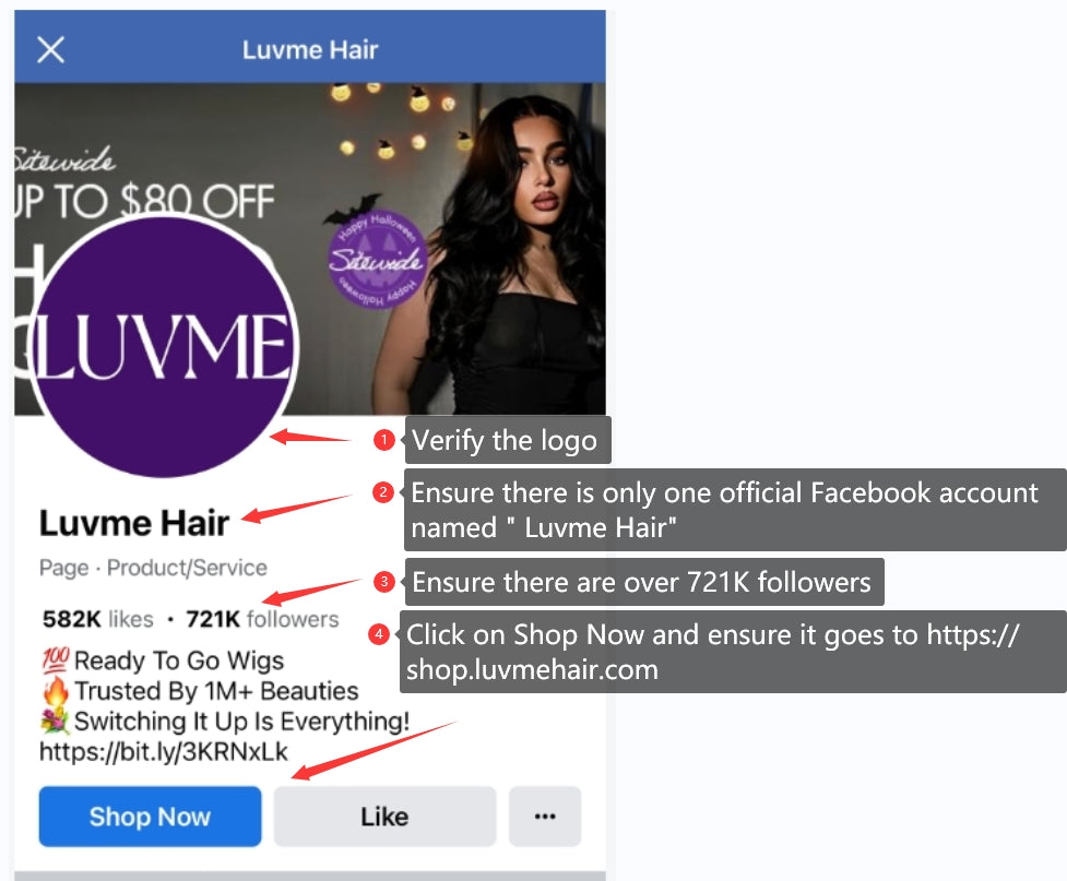 The screenshot of Luvme Hair FB